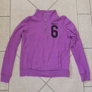 Purple Zip-Up Crewneck PINK Sweater
